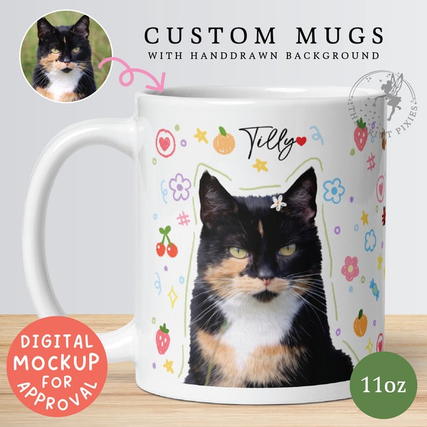 Black Cat Coffee Mug Funny, Cat Lovers Coffee Mug, Personalized Cat Lover Gifts | MG10048, 11oz Custom White Glossy Mug