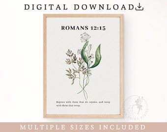 Romans 12:15, Scripture Art Printable, Inspirational Quotes Poster, Bible Wall Art Printable | FEAT02 CHR13