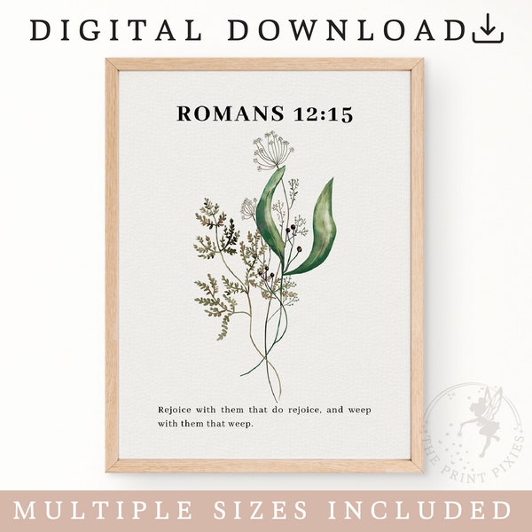 Romans 12:15, Scripture Art Printable, Inspirational Quotes Poster, Bible Wall Art Printable | FEAT02 CHR13