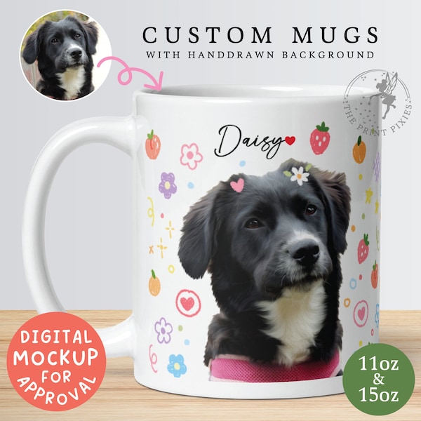 Taza de café personalizada con perro, regalo para amantes de los perros, regalo para dueños de perros, taza para amantes del café, regalo de simpatía por pérdida de perros / MG10104, taza blanca con 1 foto de mascota