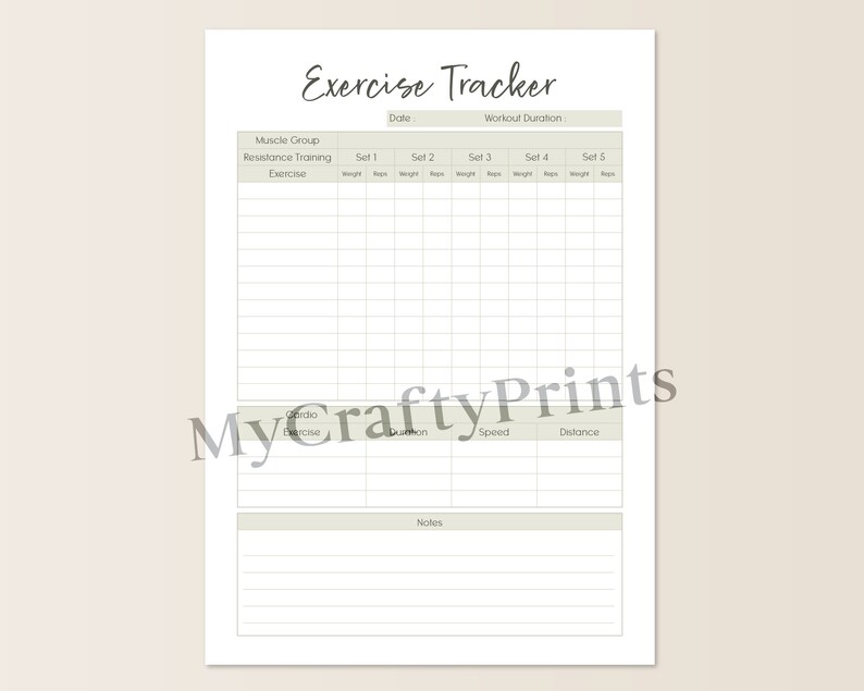 Fitness Planner Journal, Fitness Tracker Printable, Workout Planner