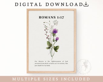 Romans 1:17, Scripture Printable Wall Art Set Of 3, Bible Verse Wall Art Download, Quote Print Wall Art | FEAT02 CHR10