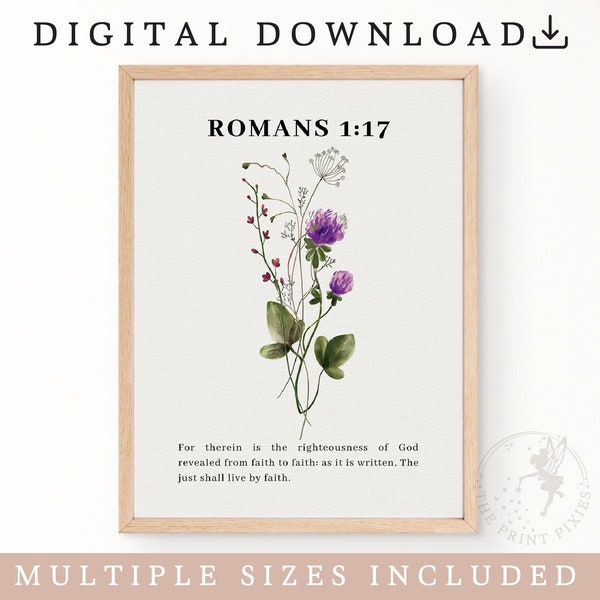 Romans 1:17, Scripture Printable Wall Art Set Of 3, Bible Verse Wall Art Download, Quote Print Wall Art | FEAT02 CHR10