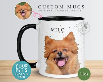 Gepersonaliseerde mokken huisdieren, huisdier verlies geschenken, hond sterfgeval cadeau, aangepaste foto mok, hondenliefhebber cadeau-ideeën | MG10114, 11oz kleurenmok 1 huisdier