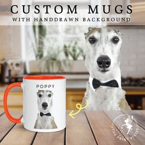 Mugs personnalisés avec animal de compagnie, portrait d'animal personnalisé, cadeaux parfaits pour propriétaires de chien MG10021, Mug personnalisé de 11 oz, couleur à l'intérieur image 2