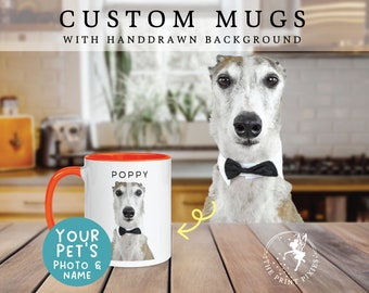 Individuelle Tassen mit Haustier, maßgeschneiderte Haustierporträts, perfekte Geschenke für Hundebesitzer | MG10021, 11 Unzen Individuelle Tasse Farbe Innen