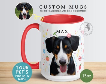 Mug 15 oz drôle, tasses chien personnalisées pour les amoureux des chiens, cadeau d'anniversaire pour papa chien | MG10029, Mug personnalisé de 15 oz, couleur à l'intérieur