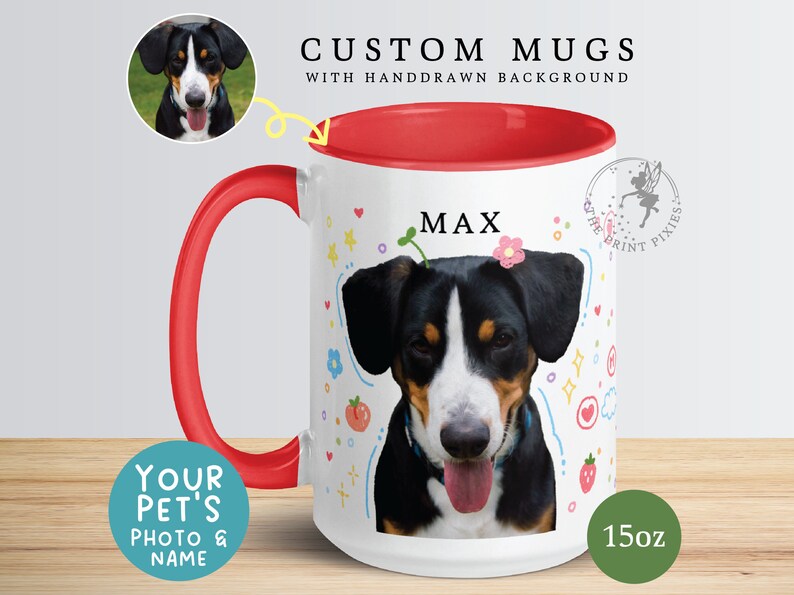 15 oz Mug Funny, Custom Dog Mugs For Dog Lovers, Dog Dad Birthday Gift MG10029, 15oz Custom Mug Color Inside image 1