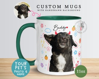 Hundemama-Tasse, Geschenke für Hundeliebhaber, Geschenk zum Verlust des Hundes, personalisierte Tasse mit Foto, Hundegeschenk für Papa | MG10102, 11-Unzen-Farbbecher mit 1 Haustierfoto
