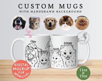 Benutzerdefinierte Tassen mit Bild, Beileidsgeschenk für den Verlust eines Haustiers, Geschenke für Haustiereltern, süße Kaffeetasse, Kaffeetasse mit Namen | MG10118, Weiße Tasse mit 1 Haustierfoto