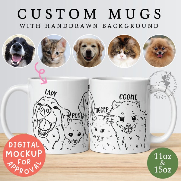 Benutzerdefinierte Tassen mit Bild, Beileidsgeschenk für den Verlust eines Haustiers, Geschenke für Haustiereltern, süße Kaffeetasse, Kaffeetasse mit Namen | MG10118, Weiße Tasse mit 1 Haustierfoto