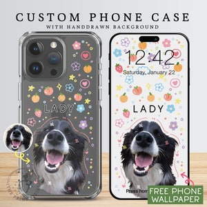 Kawaii Phone Case, iPhone 13 Pro Case, Aesthetic Phone Case, Cute Phone Case, iPhone 12 Pro Case PC10101, Clear Case with 1 Pet Photo image 2