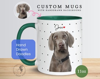 Dog Mugs For Dog Lovers, Pet Puppy Pet Portrait Cartoon Dog, Dog Mom Dog Dad Gift | MG10003, 11oz Custom Mug Color Inside