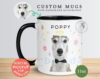 Taza personalizable con imagen, retrato de perro personalizado a partir de una foto, regalos personalizados para mascotas para propietarios / MG10014, taza personalizada de 11 oz con color en el interior