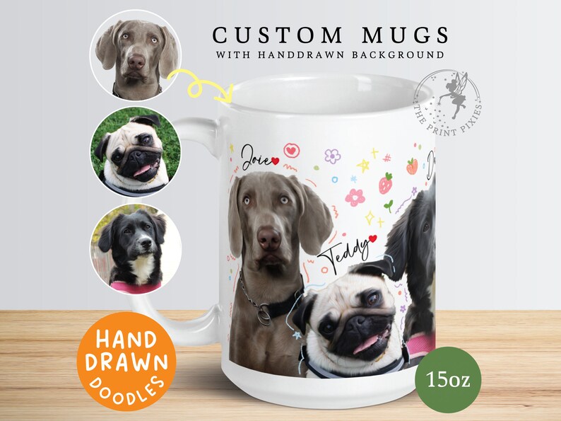 Custom Pet Coffee Mug, Pet Paw Print Memorial, Pet Condolences Gift For Loss Dog MG10052, 15oz Custom White Glossy Mug zdjęcie 1