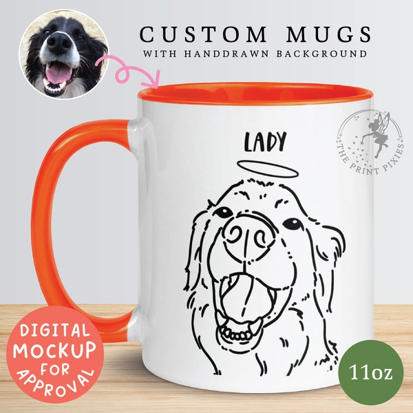 Mugs à café personnalisées, cadeau pour les propriétaires de chiens, maman de chien, photo de tasse personnalisée, cadeau de sympathie pour la perte de son chien | MG10105 Tasse colorée de 11 oz avec 1 animal de compagnie