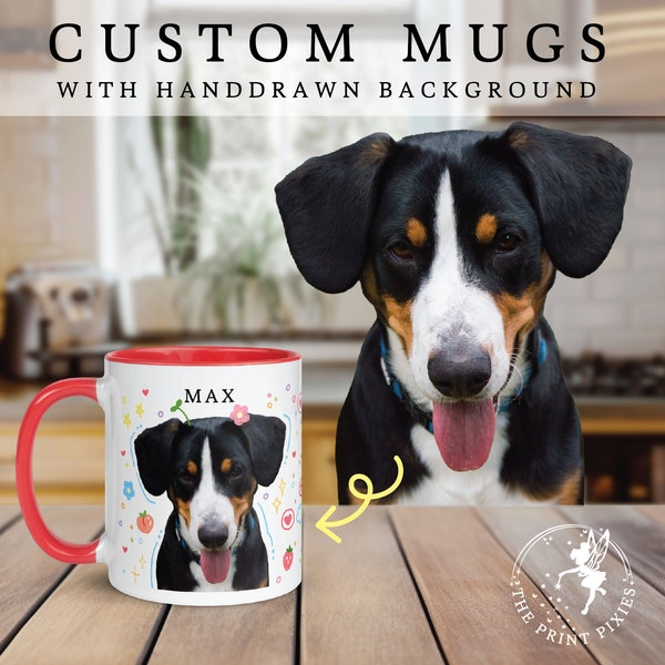 Best Dog Dad Ever Mug, Custom Animal Portrait Painting, Veterinarian Gift Mug | MG10022, 11oz Custom Mug Color Inside