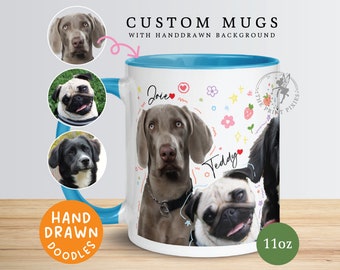 Haustier Porträt Tasse, Haustier Erinnerungsgeschenke, Geschenk für Hundeliebhaber, Kaffeetasse Bild, Geschenk für Hund der verstorben | MG10113, 11 Unzen Farbbecher 1 Haustier