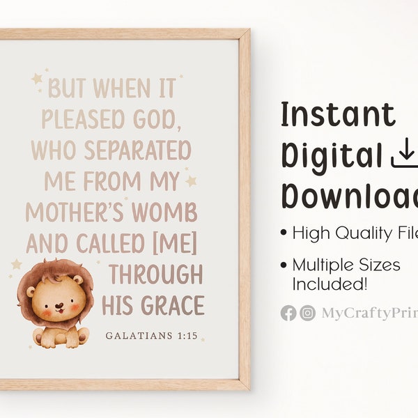 GALATIANS 1:15, Wall Art Printable, Baby Gift Boy, Bedroom Wall Decor Over The Bed | FEAT02 CHR35