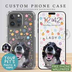 Kawaii Phone Case, iPhone 13 Pro Case, Aesthetic Phone Case, Cute Phone Case, iPhone 12 Pro Case PC10101, Clear Case with 1 Pet Photo image 1