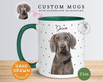 Dog Mugs For Dog Lovers, Pet Puppy Pet Portrait Cartoon Dog, Dog Mom Dog Dad Gift | MG10003, 11oz Custom Mug Color Inside