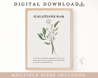 Galatians 6:10, Motivational Quotes Wall Art, Christian Art Prints Download, Quotes Wall Art Trendy | FEAT02 CHR11