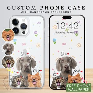 iPhone 15 Pro Case, iPhone 14 Plus Case, Cell Phone Case, Kawaii Phone Case, Aesthetic Phone Case PC10112, Clear Case with 1 Pet Photo image 2