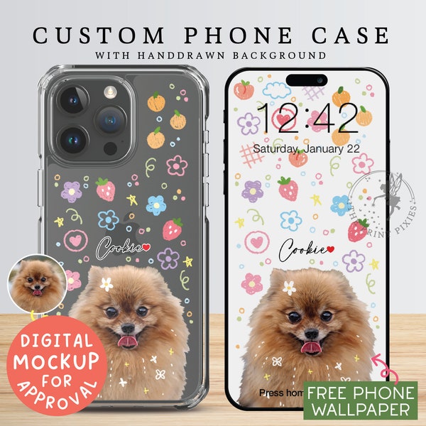 iPhone 13 Mini Case, iPhone 14 Pro Case, Custom Phone Case, iPhone 15 Pro Case, Cute Phone Case | PC10108, Clear Case with 1 Pet Photo