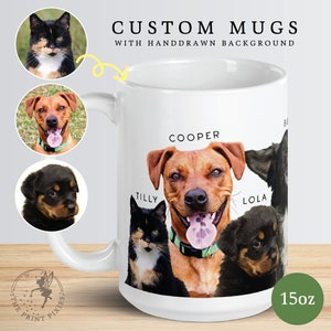 Personalized Mug With Picture Of Dog, Dog Portraits Custom Painting, Dog Bereavement Gift Rottweiler MG10057, 15oz Custom White Glossy Mug zdjęcie 2