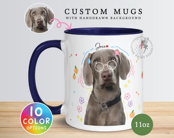 Mug pour amoureux des chiens, portrait d'animal de compagnie personnalisé, cadeaux photo pour amoureux des chiens | MG10016, Mug personnalisé de 11 oz, couleur à l'intérieur