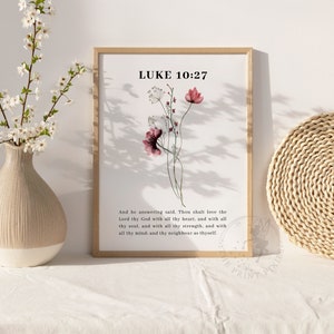 Luke 10:27, Flower Market Print Set, Flower Wall Art Digital Download, Christian Home Decor Gift FEAT02 CHR30 zdjęcie 4