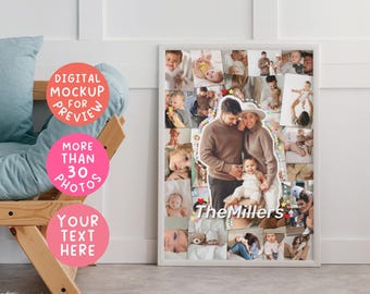 Custom Personalized Family Portrait Grandma Grandpa Kids Love First Photo Picture Frame Poster Print Collage Art Wall Gift, FRM10108 WA001
