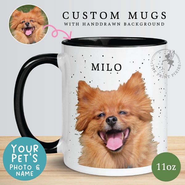 Mug photo personnalisé avec texte personnalisé, portrait commémoratif d'un animal de compagnie, cadeaux personnalisés pour chien à la mémoire d'un animal de compagnie | Couleur de l'intérieur de la tasse MG10025, 11 oz