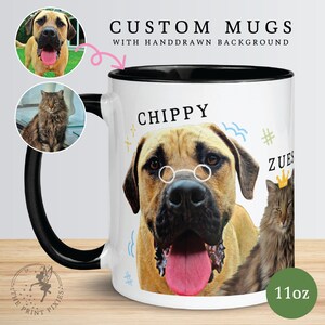 Tasse à café en céramique Mignonne, peinture chien personnalisée à partir d'une photo, cadeau pour garde d'animaux MG10013, Mug personnalisé de 11 oz, couleur à l'intérieur image 2