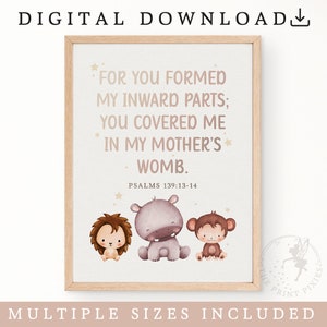 PSALMS 139:13-14, Baby Shower Gift, Nursery Decor Girl and Boy, Kids Room Decor Prints FEAT02 CHR39 image 1