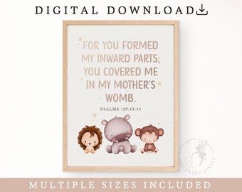 PSALMS 139:13-14, Baby Shower Gift, Nursery Decor Girl and Boy, Kids Room Decor Prints | FEAT02 CHR39