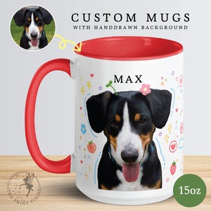 15 oz Mug Funny, Custom Dog Mugs For Dog Lovers, Dog Dad Birthday Gift MG10029, 15oz Custom Mug Color Inside image 2