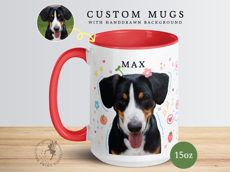 15 oz Mug Funny, Custom Dog Mugs For Dog Lovers, Dog Dad Birthday Gift MG10029, 15oz Custom Mug Color Inside image 2