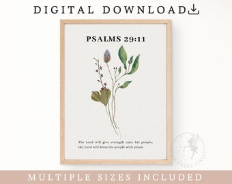 Psalms 29:11, Quotes Wall Art Trendy, Christian Art Modern, Inspirational Quotes Poster | FEAT02 CHR27