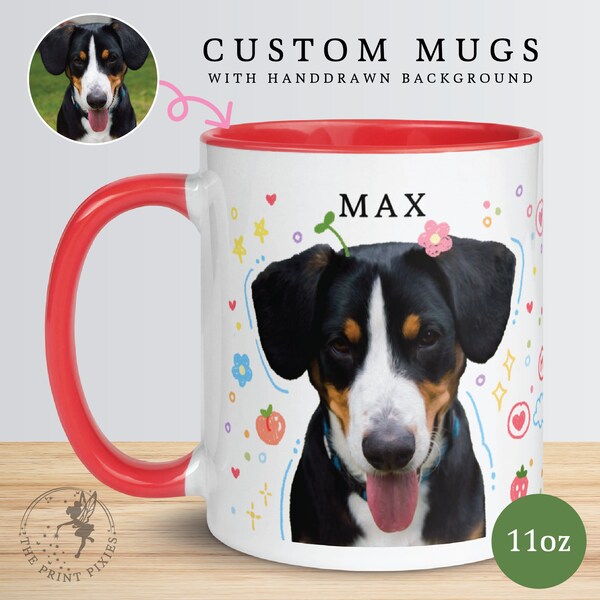 11oz Ceramic Coffee Mug, Personalized Dog Memorial Mugs, Bereavement Gifts For Loss Of Pet | MG10011, 11oz Custom Mug Color Inside