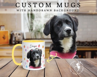 Tazas de café personalizadas con foto personalizada, lindas pinturas de perros, nuevo regalo para cachorros personalizado/MG10024, taza personalizada de 11 oz con color en el interior