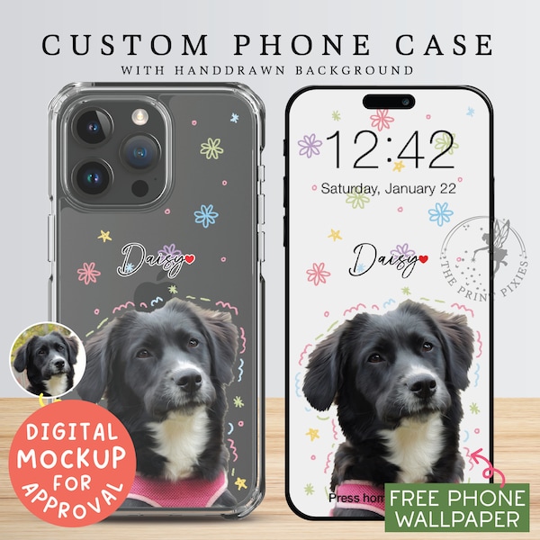 iPhone 14 Plus Case, iPhone 13 Mini Case, iPhone 12 Pro Case, iPhone 13 Pro Case, Clear Phone Case | PC10111, Clear Case with 1 Pet Photo