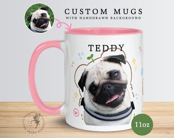 Unique Coffee Mugs Ceramic, Custom Family Portrait With Dog, Dog Owner Gifts Funny | MG10009, 11oz Custom Mug Color Inside