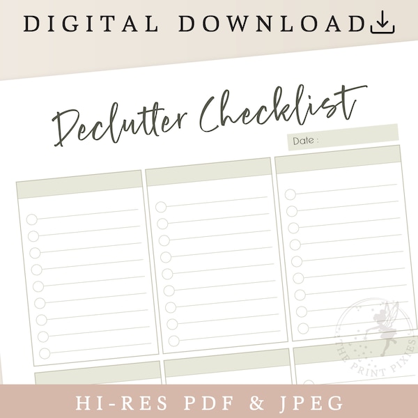 Hausputz Checkliste, Putz Checkliste Vorlage, Putzplaner Digital, Putzen Printable | FEAT02 WELLNESS02