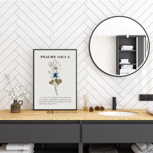 Psalms 116:1-2, Christian Posters Aesthetic, Floral Wall Art Set Of 3, Christian Art Prints Download FEAT02 CHR25 zdjęcie 4