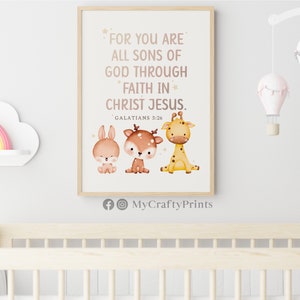 GALATIANS 3:26, Digital Prints Download Wall Art, Printable Wall Art Quotes, Neutral Nursery Wall Decor FEAT02 CHR36 image 3