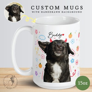 Custom Picture Coffee Mug, Personalized Dog Portrait Gifts, Gift For Dog Owner After Passing MG10053, 15oz Custom White Glossy Mug image 2