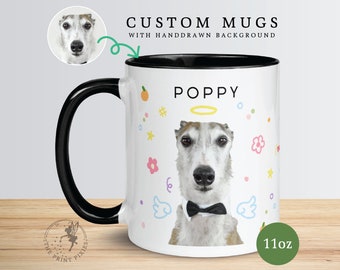 Mug personnalisable avec photo, portrait de chien personnalisé à partir d'une photo, cadeaux animal de compagnie personnalisé | MG10014, Mug personnalisé de 11 oz, couleur à l'intérieur