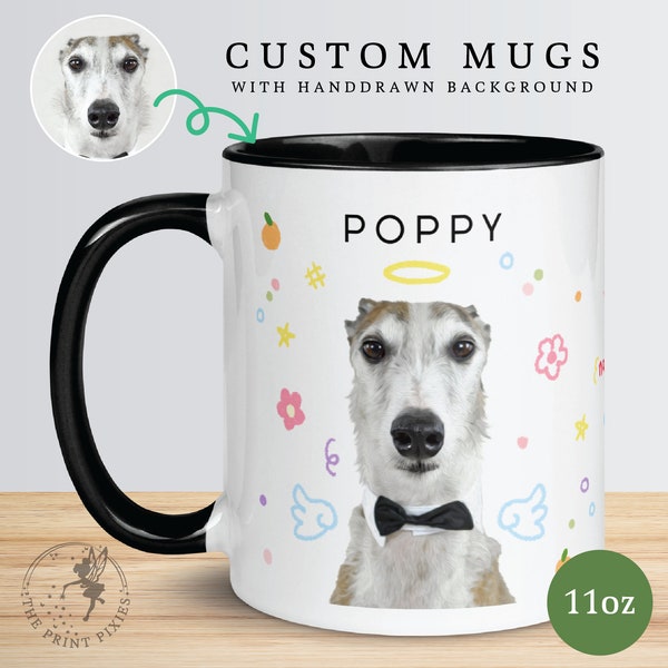 Personalisierbare Tasse mit Bild, benutzerdefiniertes Hundeporträt vom Foto, benutzerdefinierte Haustiergeschenke für Besitzer | MG10014, 11 Unzen Individuelle Tasse Farbe Innen