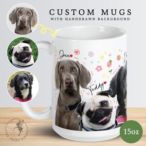 Mug personnalisé pour animal de compagnie, empreinte de patte d'animal de compagnie, cadeau de condoléances pour chien décédé MG10052, Mug blanc brillant personnalisé de 15 oz image 2